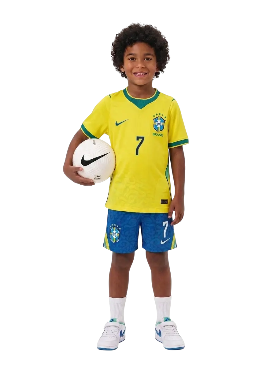 Conjunto Brasil Local 2026 Vini Jr Infantil / Juvenil 3 a 14 años