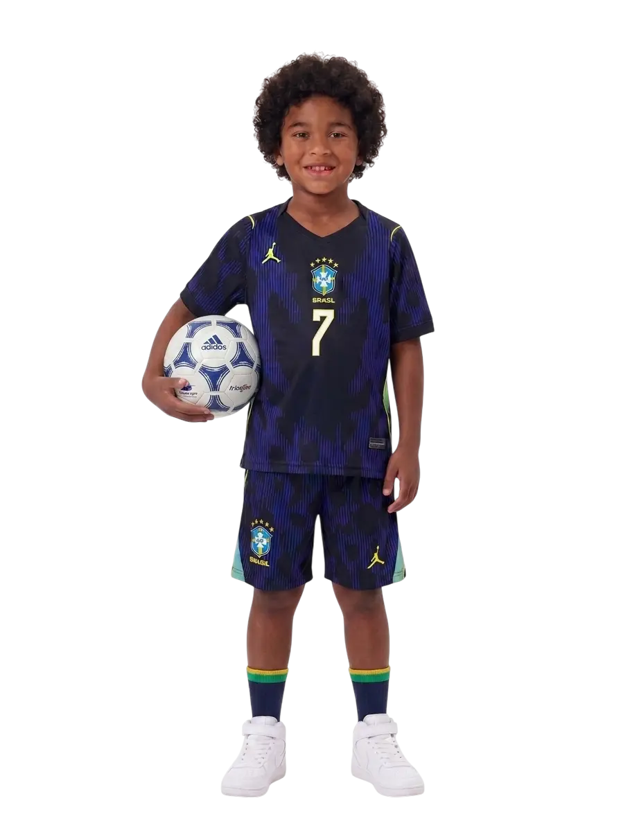 Conjunto Brasil Visita 2026 Vini Jr Infantil / Juvenil 3 a 14 años