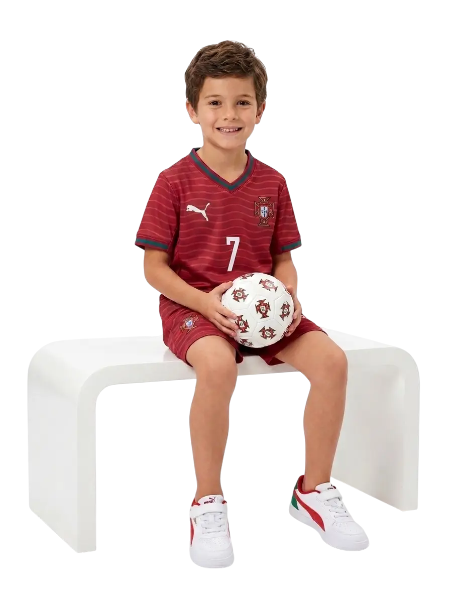 Conjunto Portugal Local Ronaldo Infantil / Juvenil 3 a 14 años